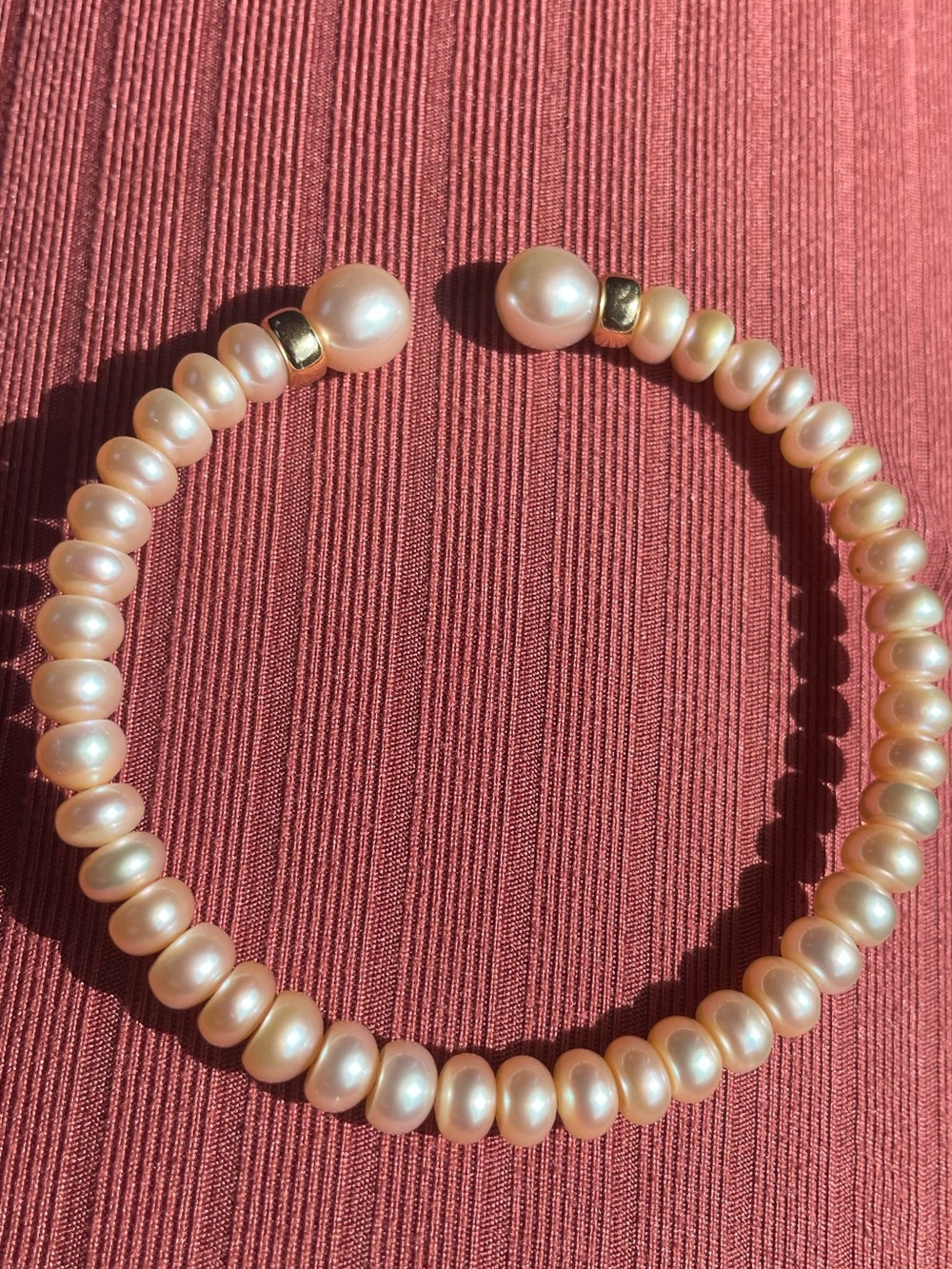 Real! 14kt Gold & Cultured Freshwater Pink Pearls Bracelet